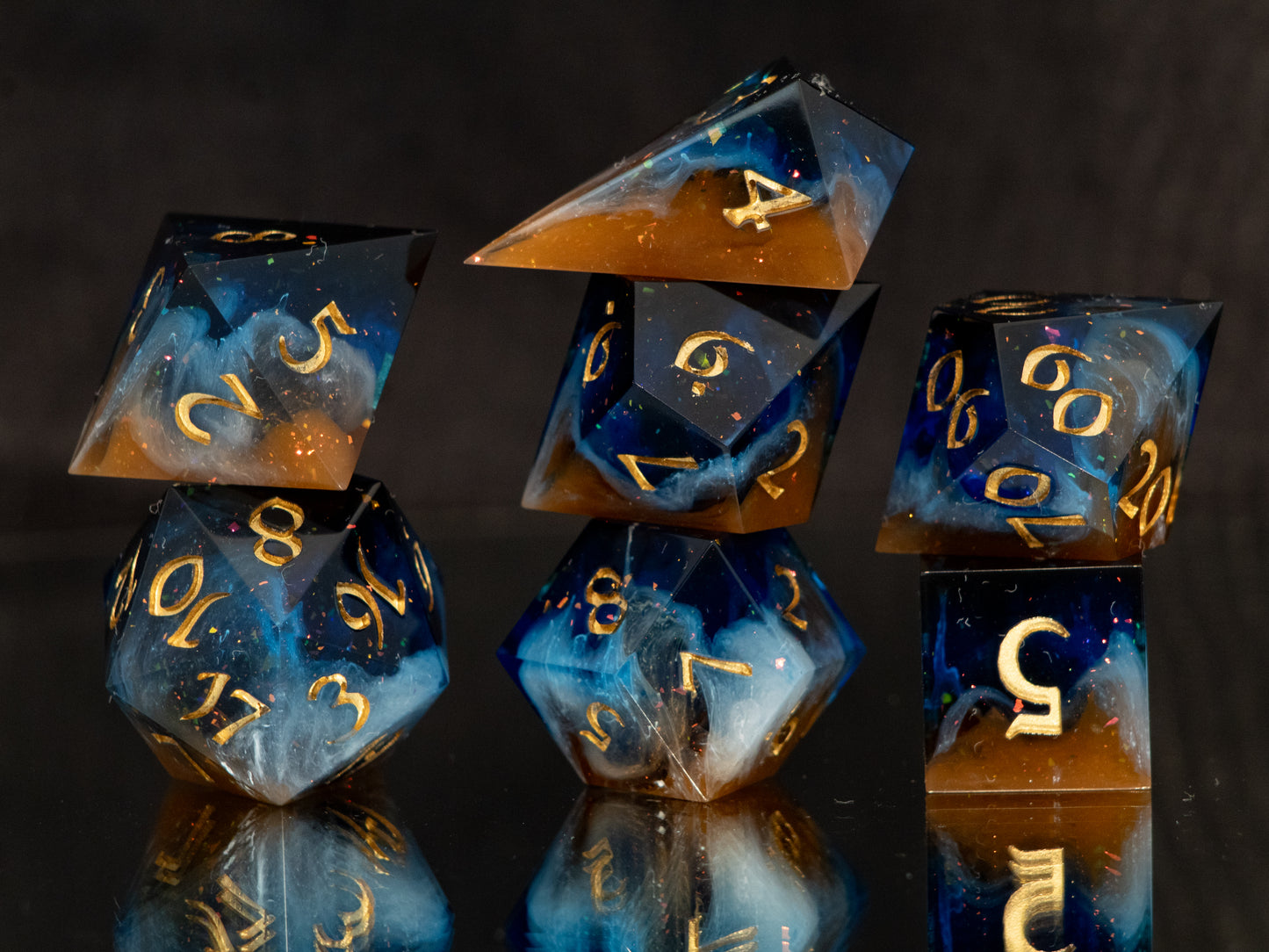 Cosmic Cliffs - Alt 7 Piece Handmade Resin Dice