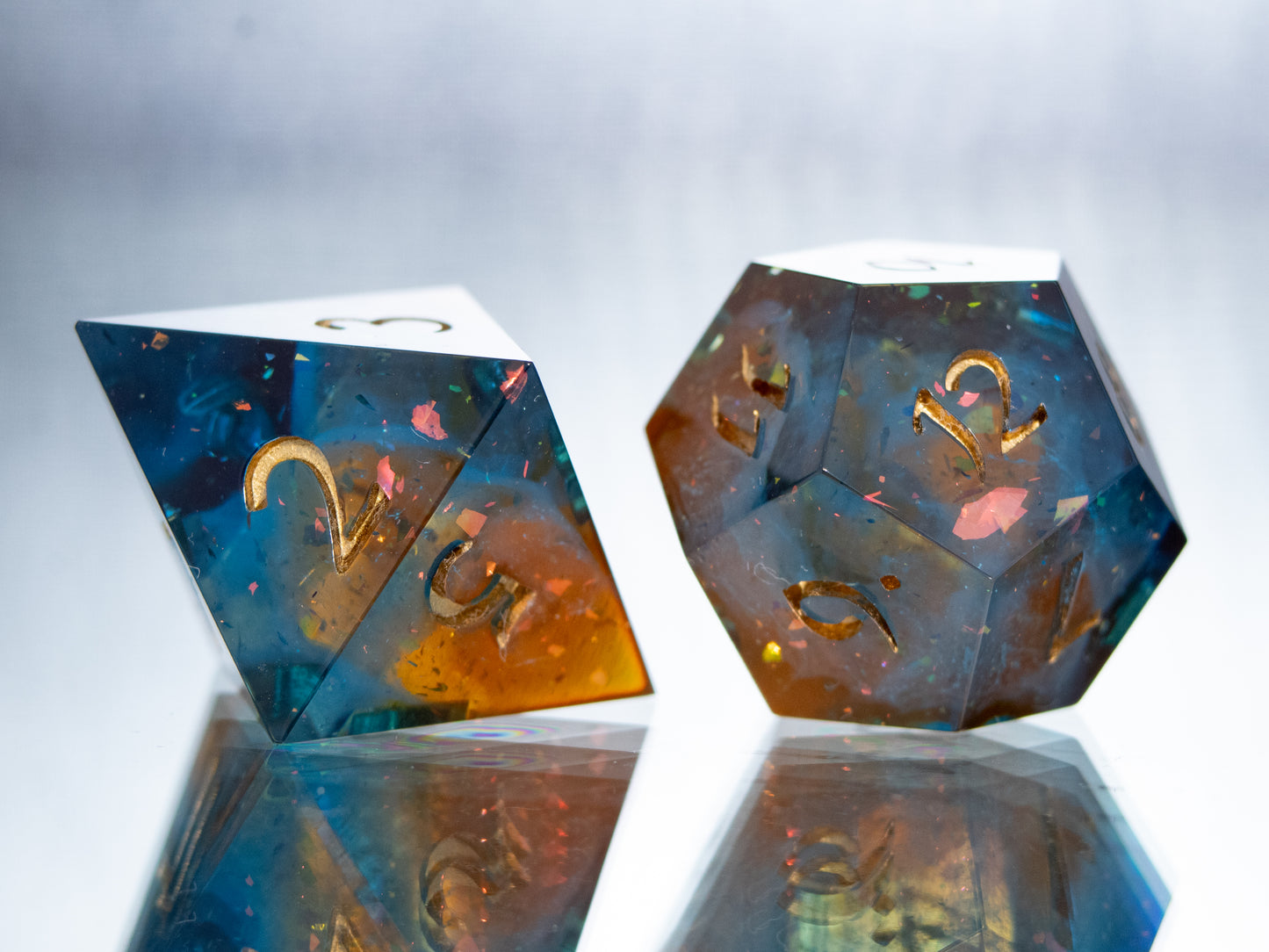 Bright Cosmic Cliffs - 7 Piece Handmade Resin Dice