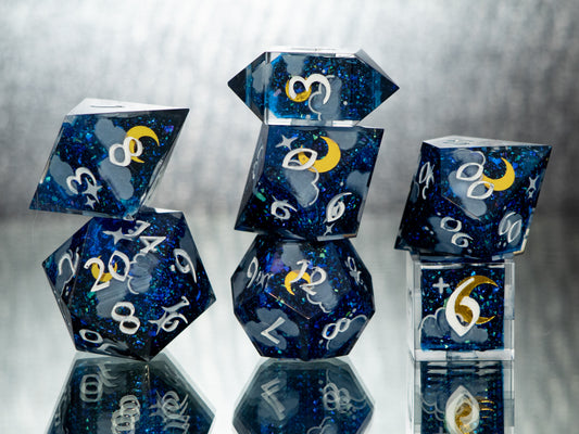 Nightly Dreamscape - 7 Piece Handmade Resin Dice