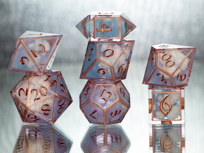 Heart in the Clouds - 7 Piece Handmade Resin Dice