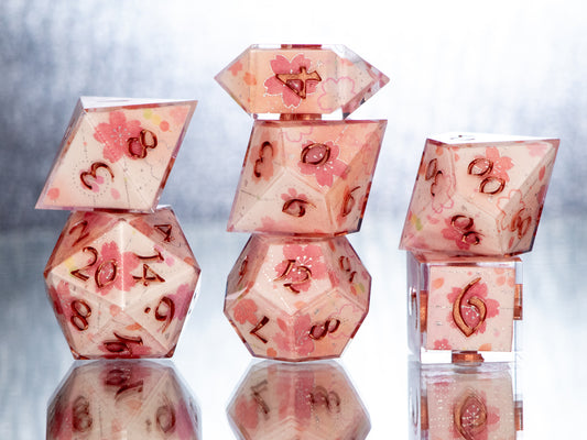 Sakura Season - 7 Piece Handmade Resin Dice