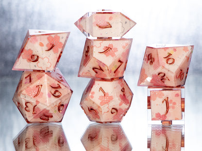 Sakura Season - 7 Piece Handmade Resin Dice