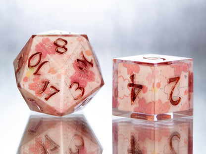 Sakura Season - 7 Piece Handmade Resin Dice