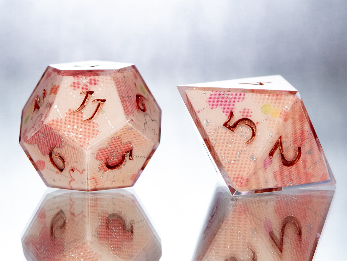 Sakura Season - 7 Piece Handmade Resin Dice