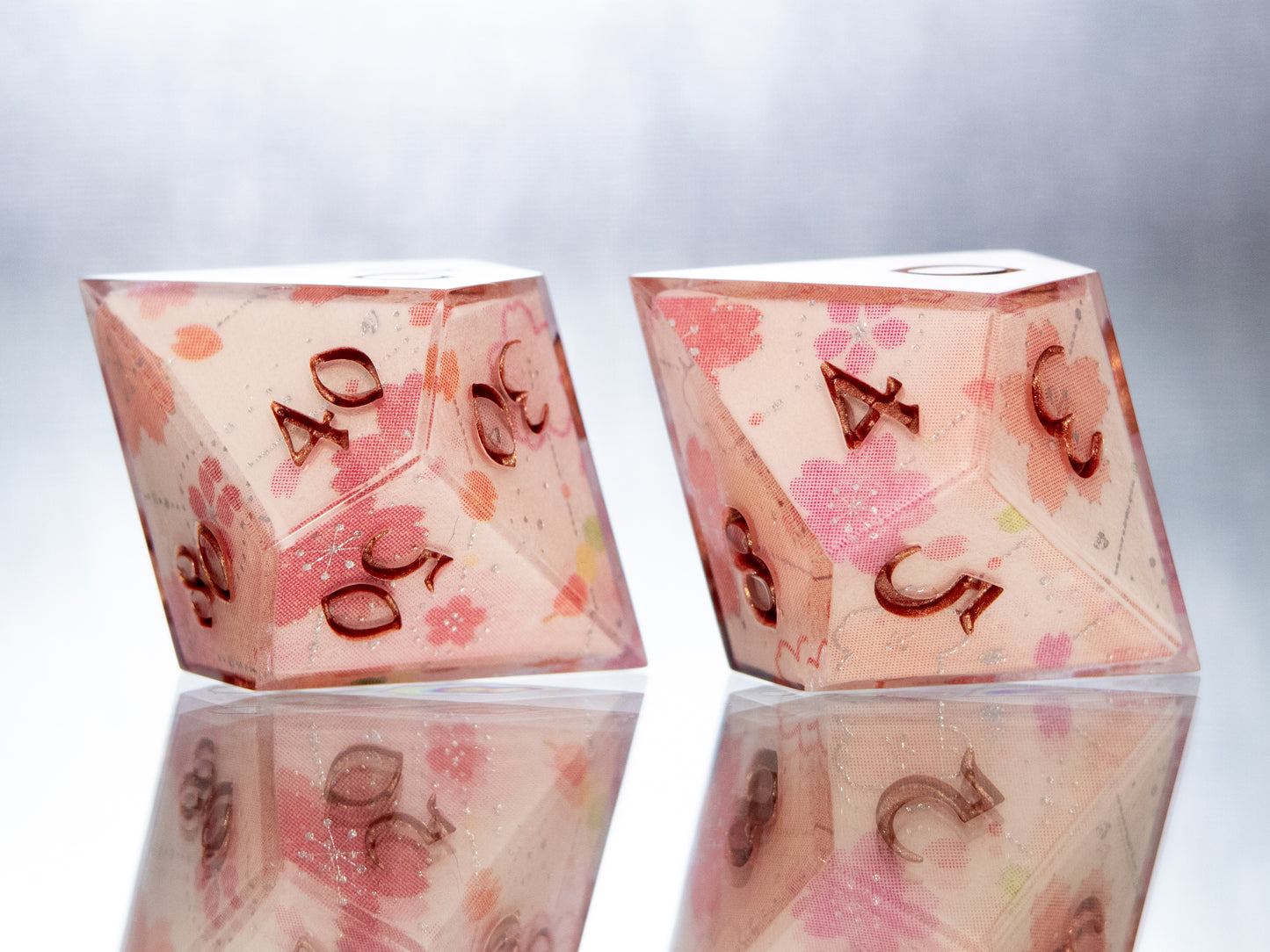 Sakura Season - 7 Piece Handmade Resin Dice