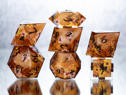 Oh, Honey! - 7 Piece Handmade Resin Dice