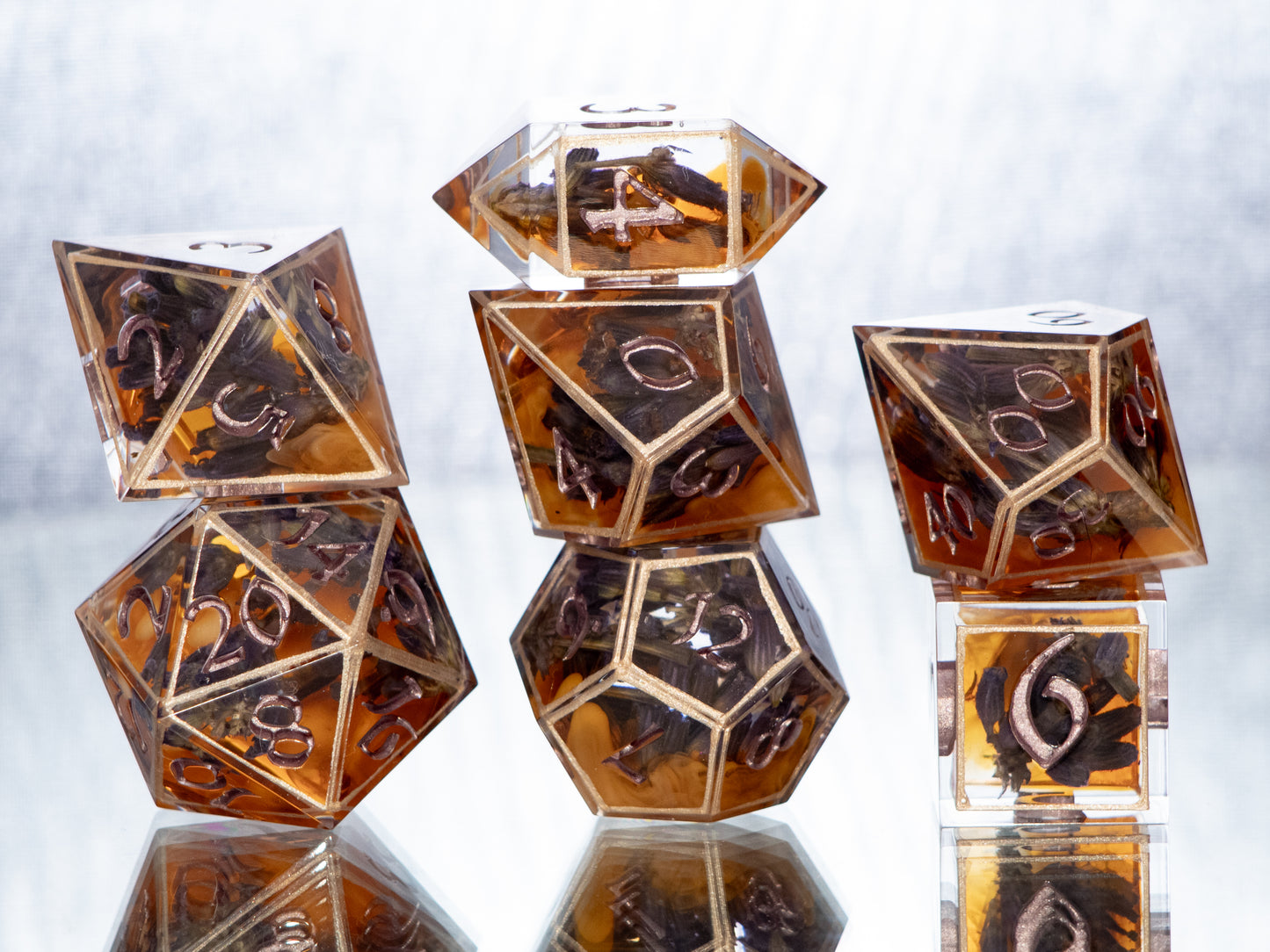 Lavender & Honey - 7 Piece Handmade Resin Dice