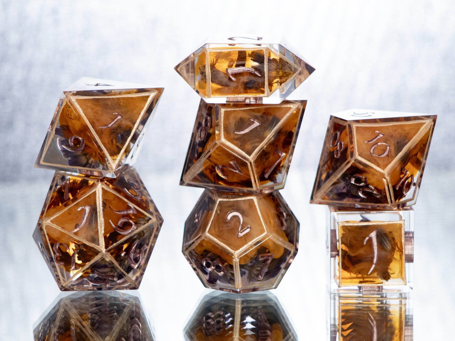 Lavender & Honey - 7 Piece Handmade Resin Dice