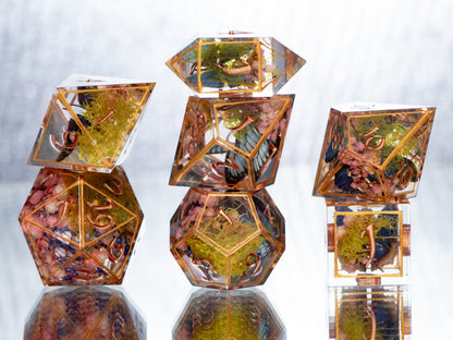 Gilded Lepidoptera - 7 Piece Handmade Resin Dice