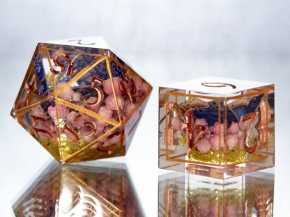 Gilded Lepidoptera - 7 Piece Handmade Resin Dice