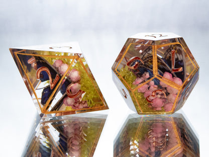 Gilded Lepidoptera - 7 Piece Handmade Resin Dice