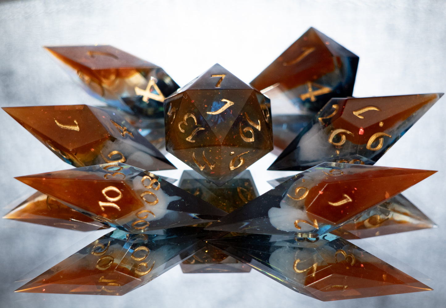 Cosmic Cliffs - 7 Piece Handmade Resin Dice