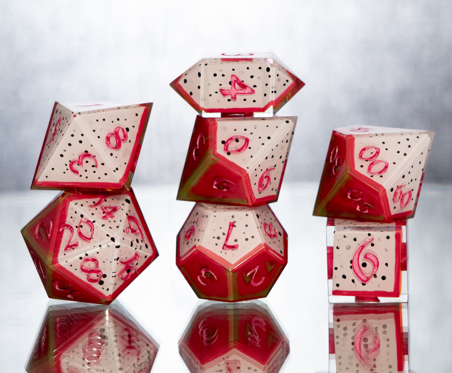 Dragonfruits - 7 Piece Handmade Resin Dice