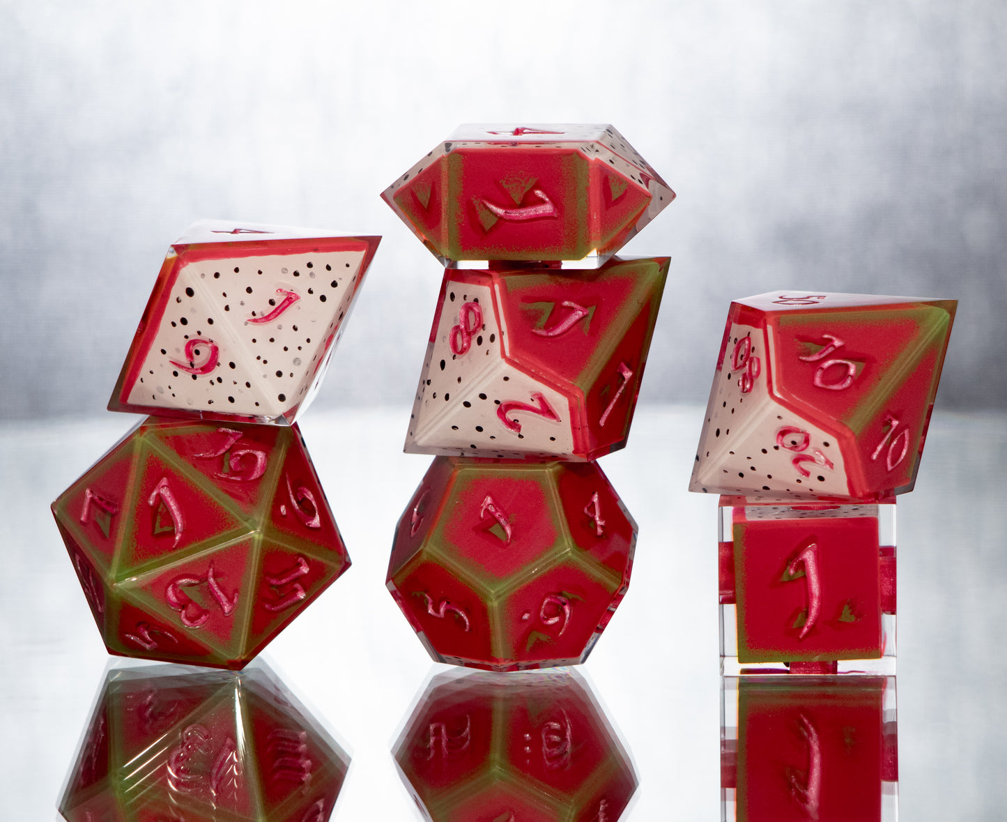 Dragonfruits - 7 Piece Handmade Resin Dice