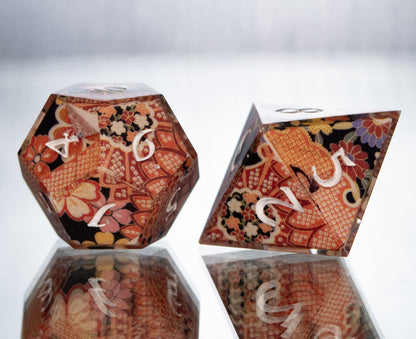 Jacquard Fabric - 7 Piece Handmade Resin Dice