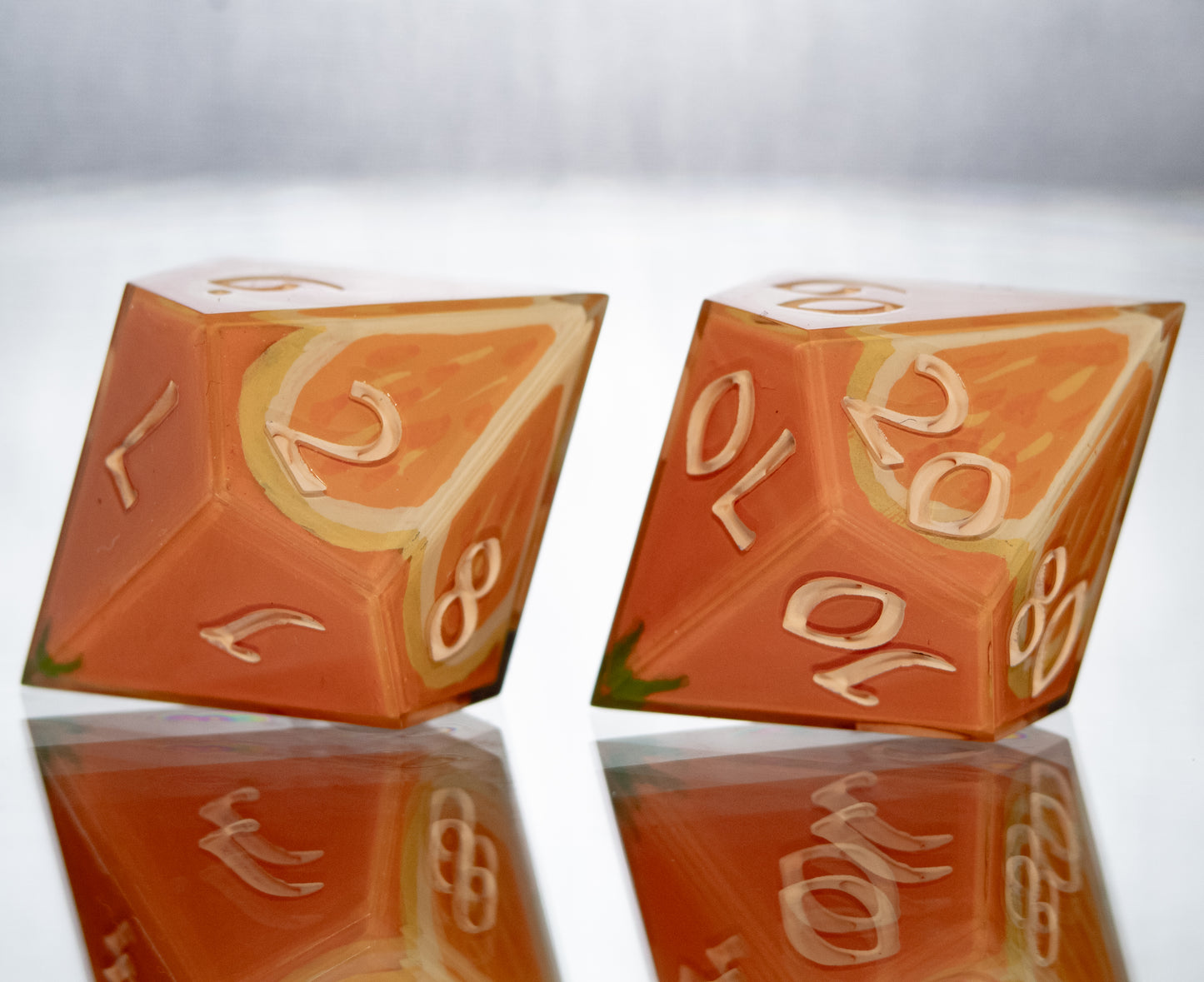 Oranges - Alt 7 Piece Handmade Resin Dice