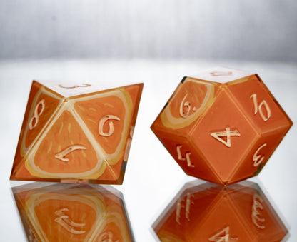 Oranges - Alt 7 Piece Handmade Resin Dice