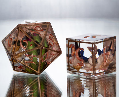 Hummingbird Garden - Alt 7 Piece Handmade Resin Dice