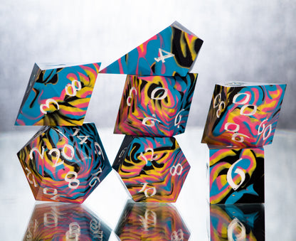 CMYK - Alt 7 Piece Handmade Resin Dice