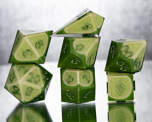 Limes - Alt 7 Piece Handmade Resin Dice