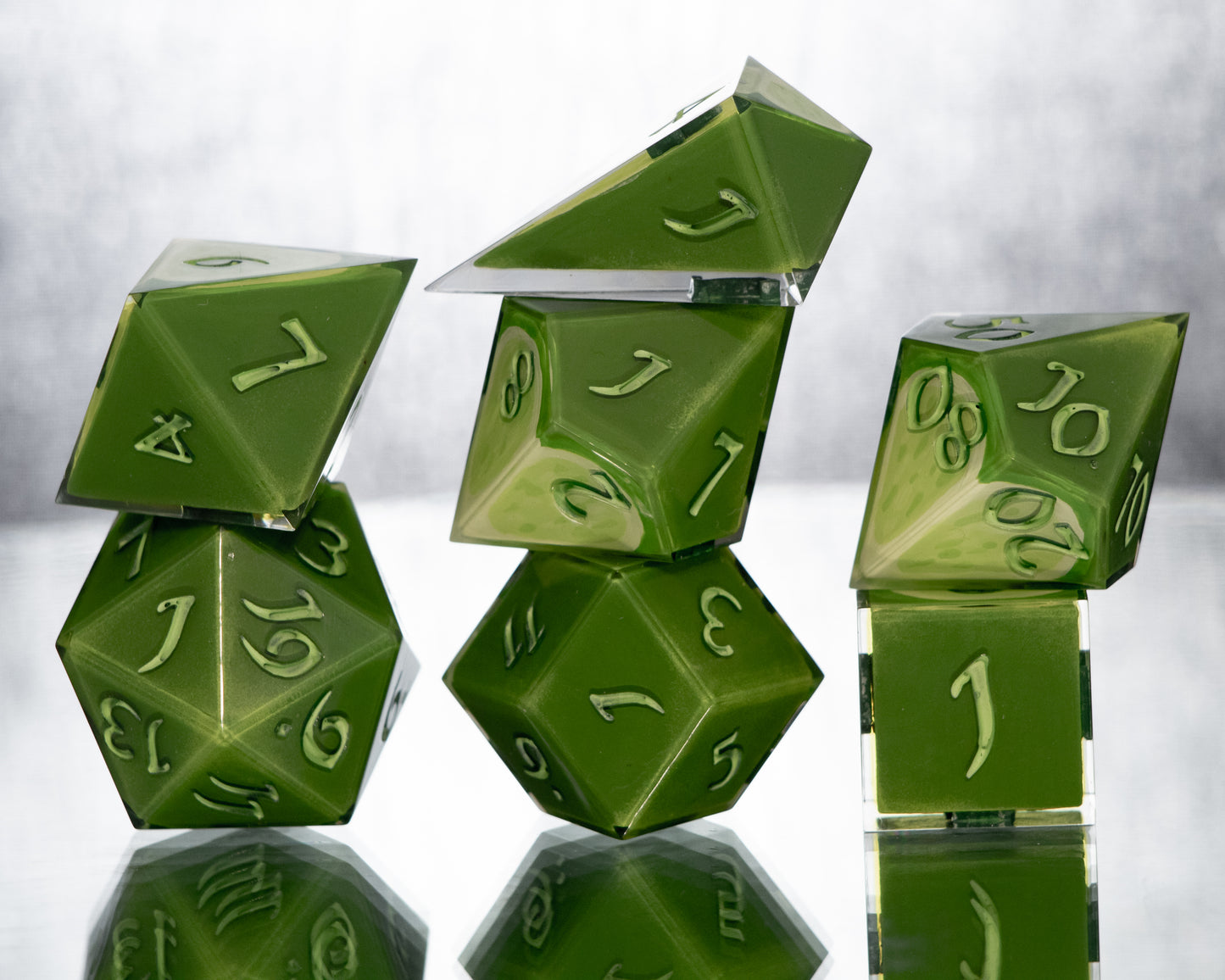 Limes - Alt 7 Piece Handmade Resin Dice