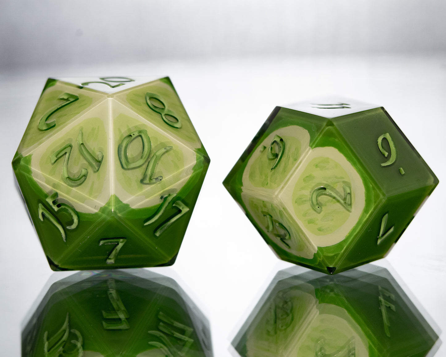 Limes - Alt 7 Piece Handmade Resin Dice