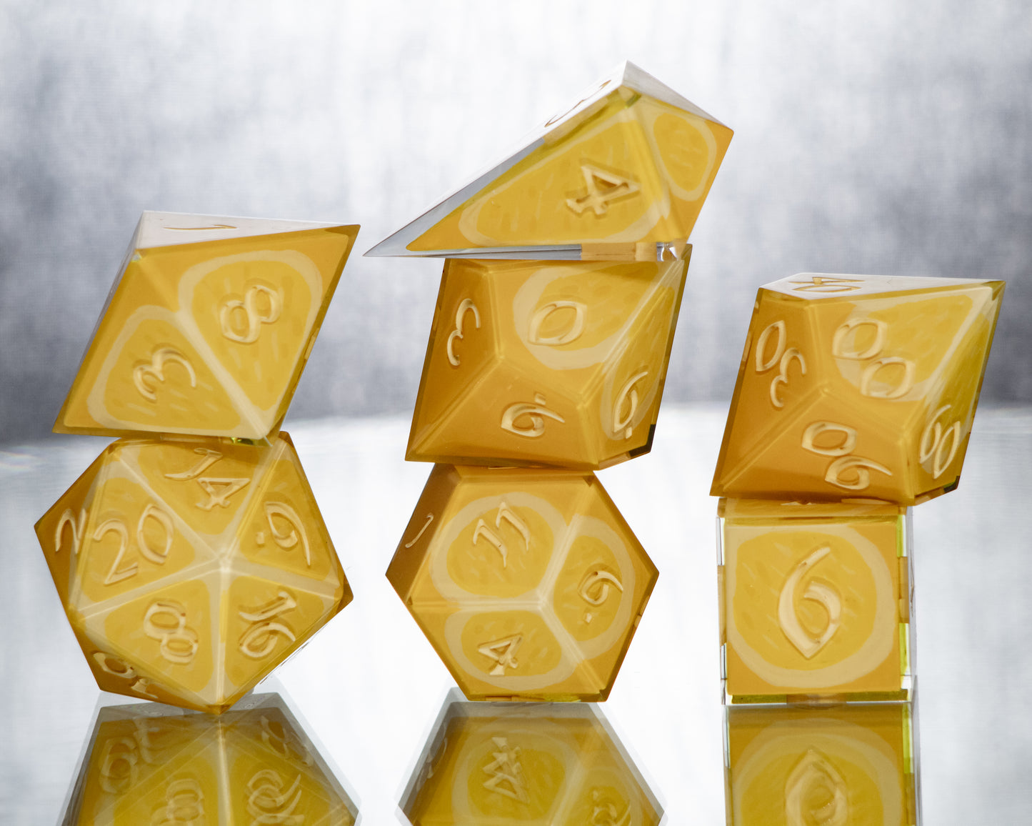 Lemons - Alt 7 Piece Handmade Resin Dice