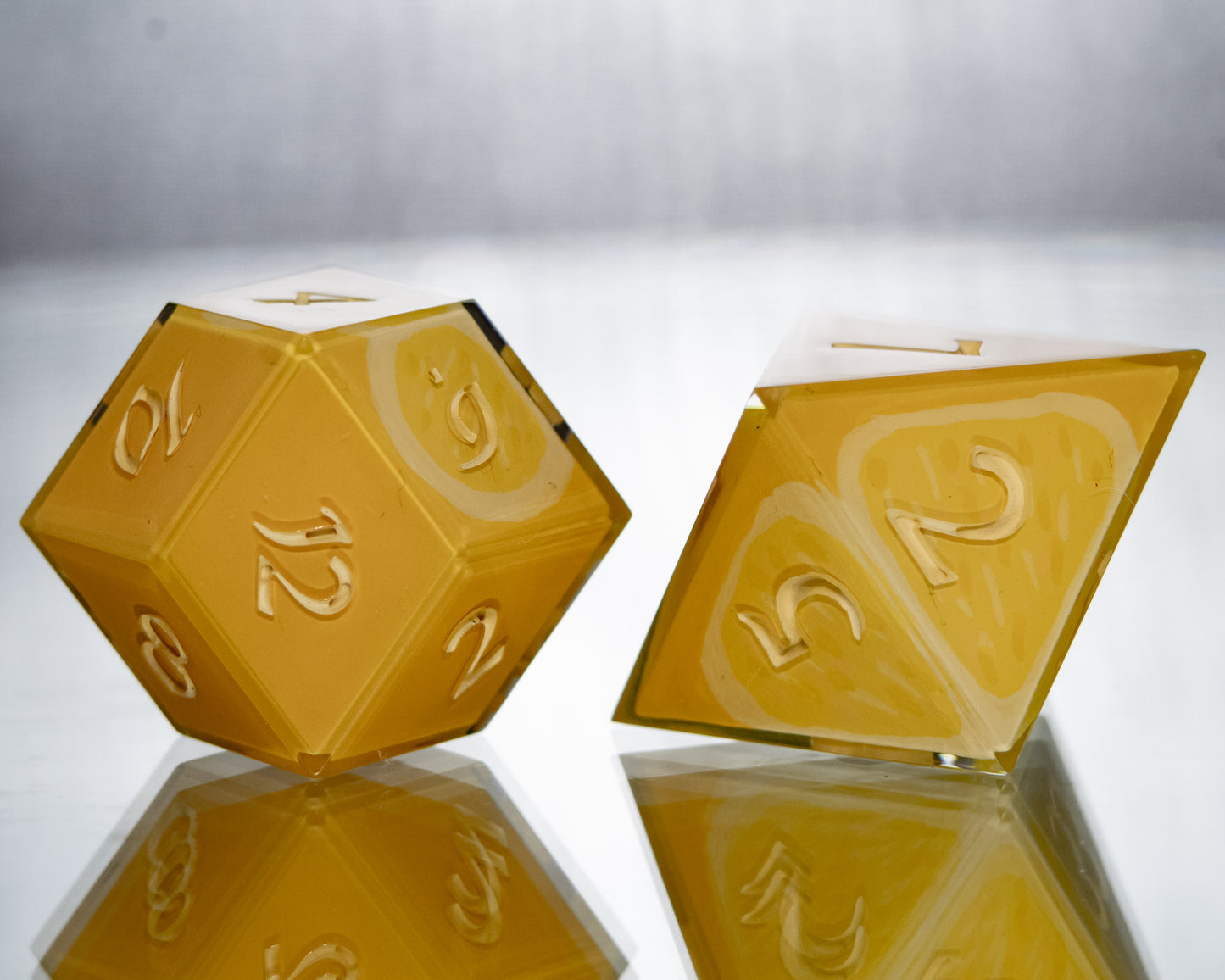 Lemons - Alt 7 Piece Handmade Resin Dice