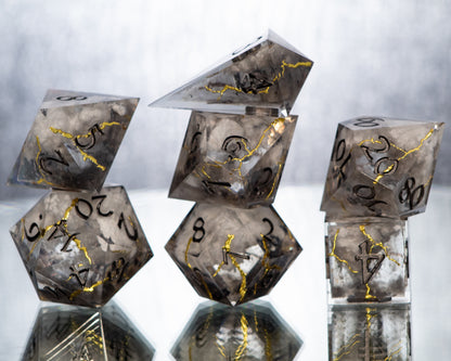 Rolling Thunder - Alt 7 Piece Handmade Resin Dice