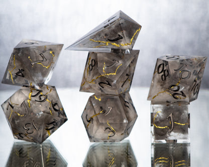 Rolling Thunder - Alt 7 Piece Handmade Resin Dice