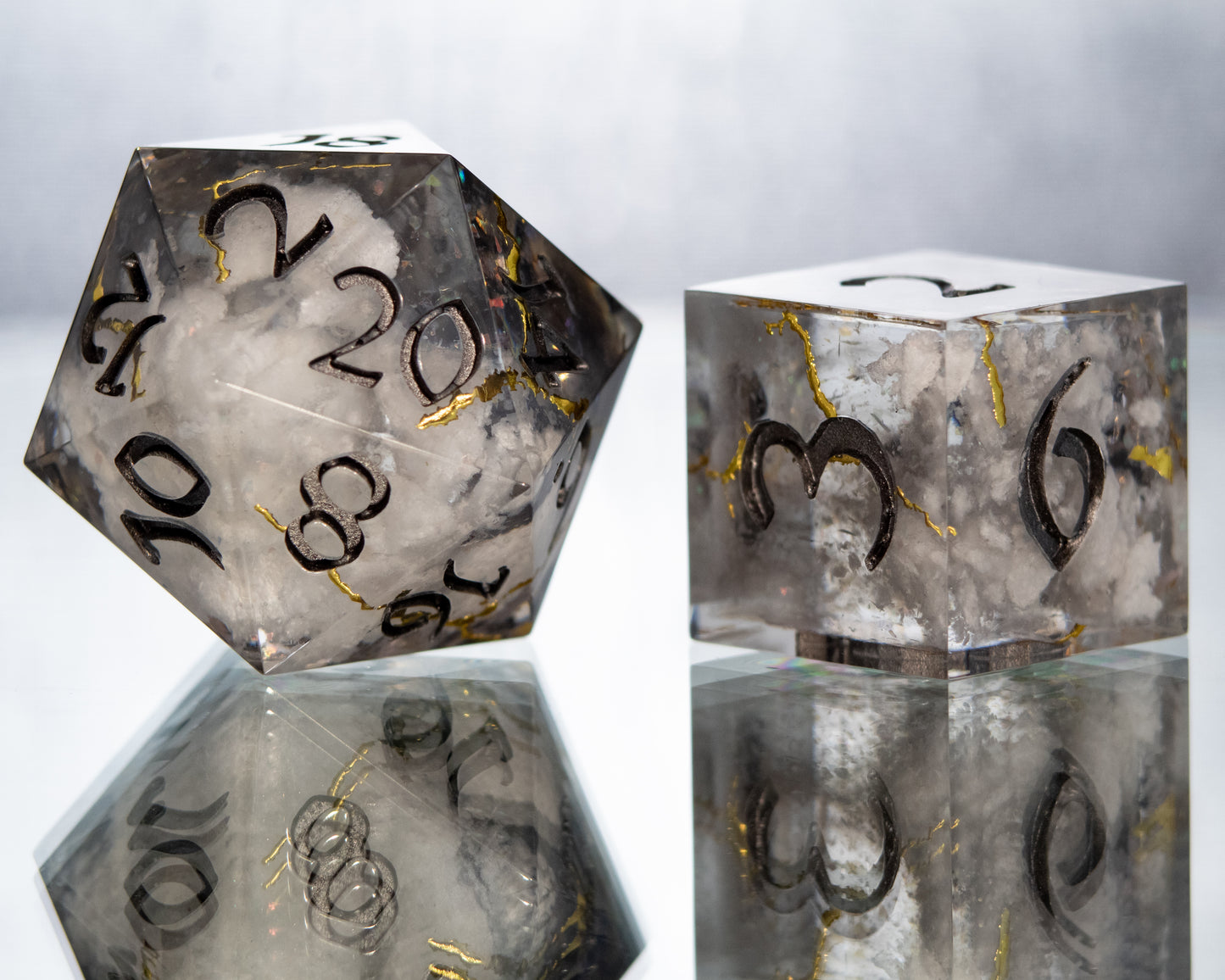 Rolling Thunder - Alt 7 Piece Handmade Resin Dice