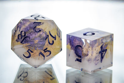 Shimmering Garden - Alt 7 Piece Handmade Resin Dice