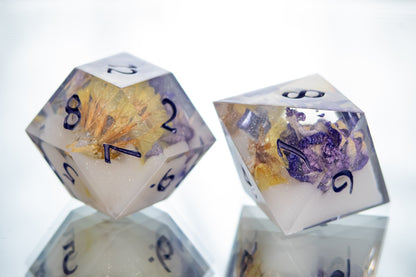 Shimmering Garden - Alt 7 Piece Handmade Resin Dice