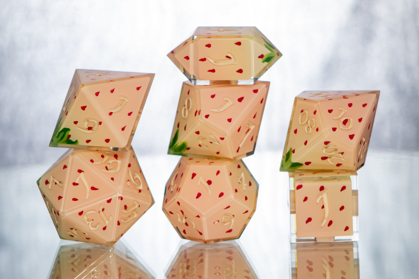 Pineberries - 7 Piece Handmade Resin Dice