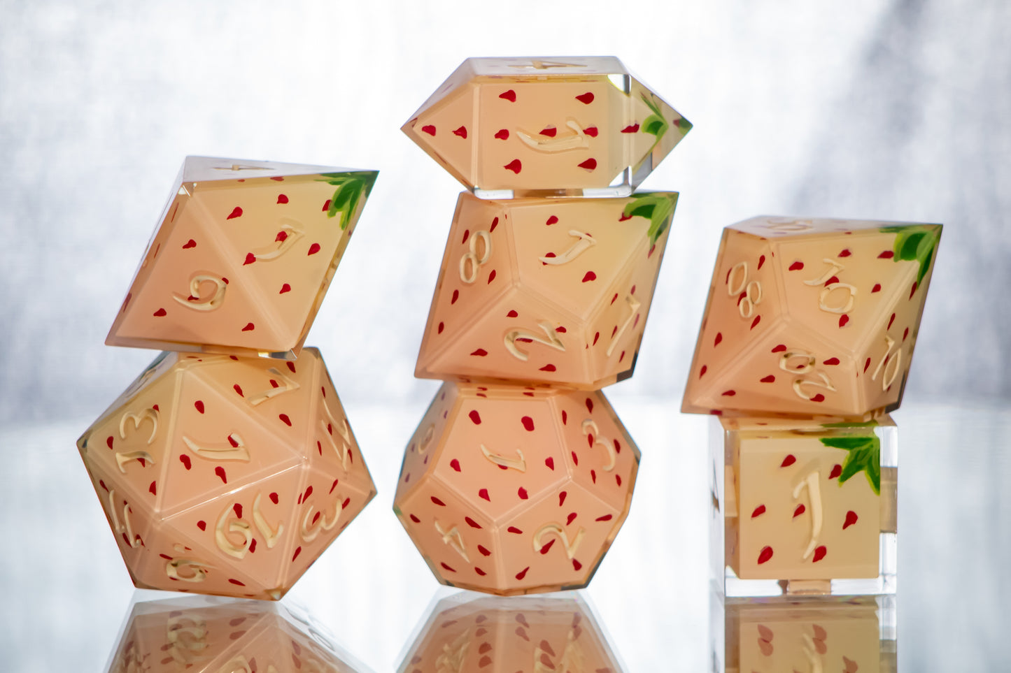 Pineberries - 7 Piece Handmade Resin Dice