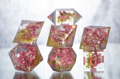 Pink Promenade - 7 Piece Handmade Resin Dice