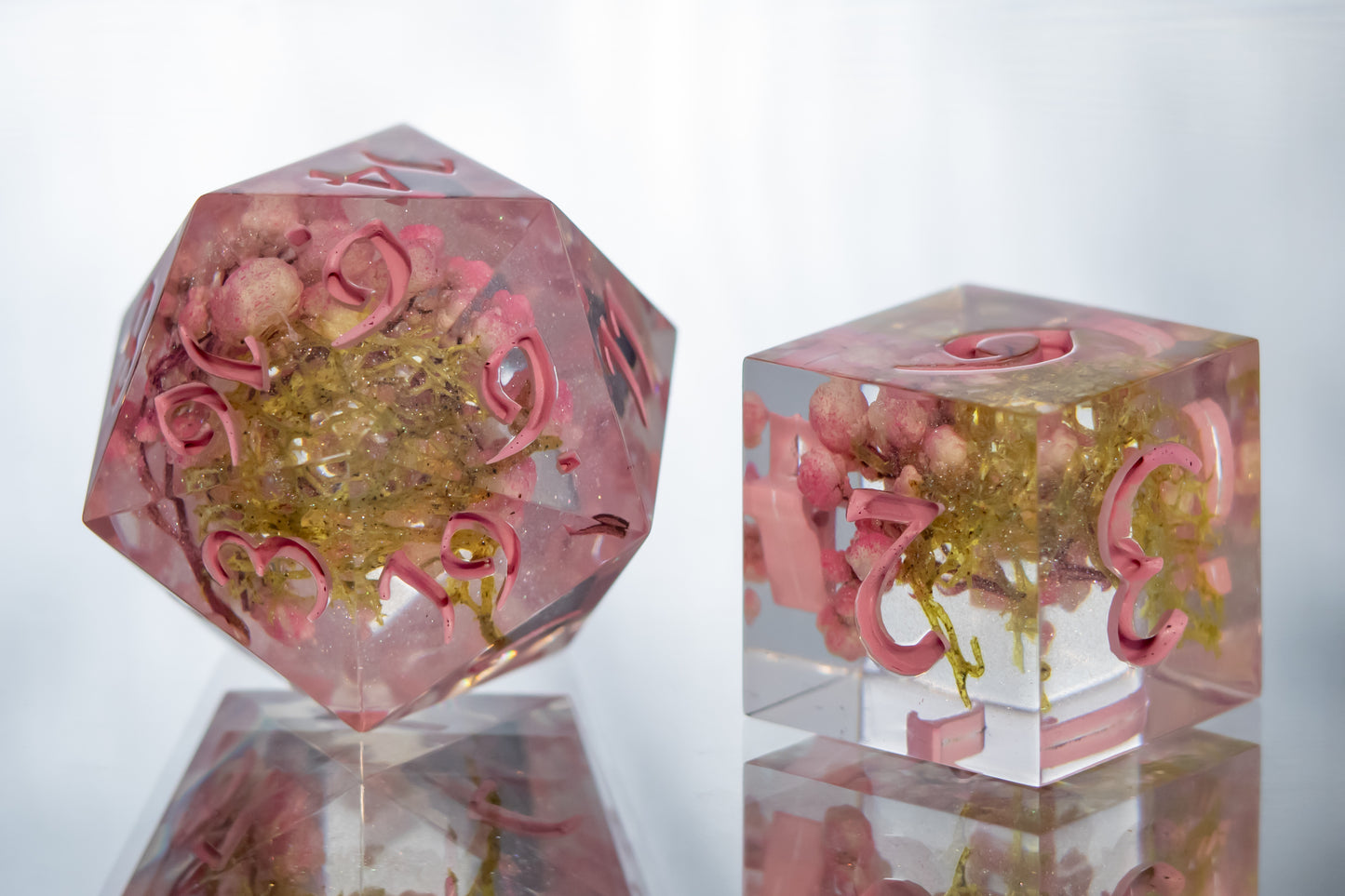 Pink Promenade - 7 Piece Handmade Resin Dice