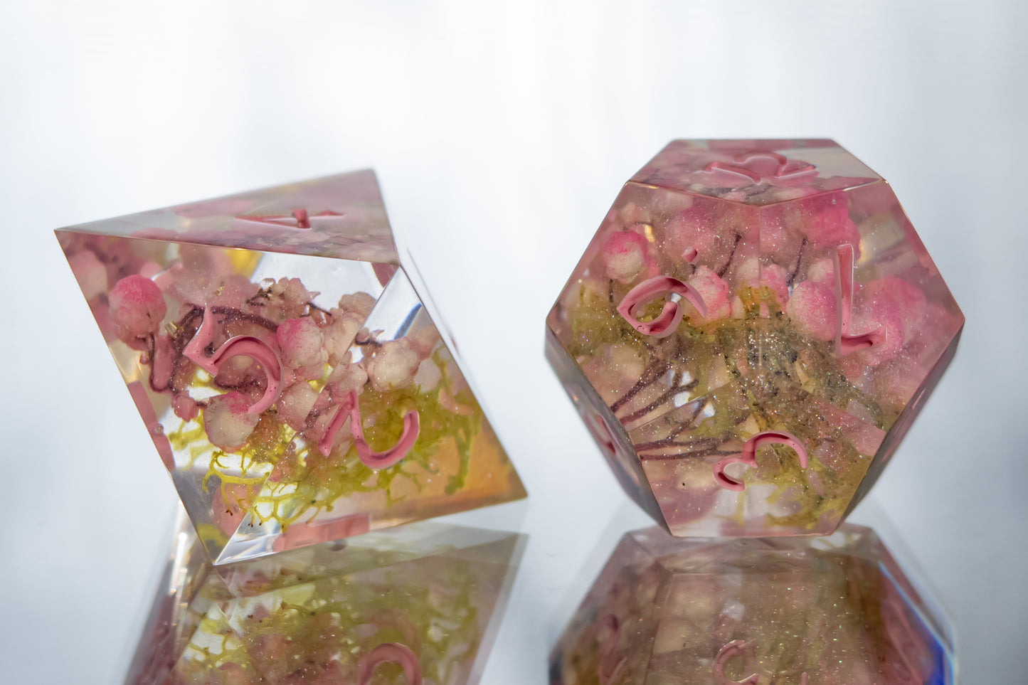 Pink Promenade - 7 Piece Handmade Resin Dice