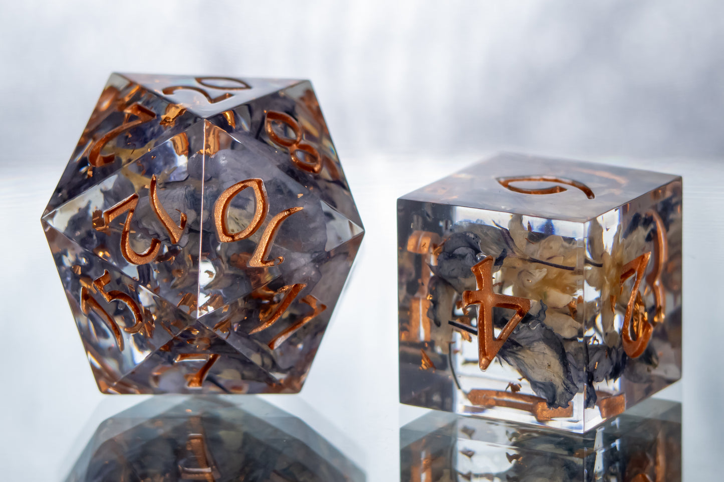 Texas Blue Bonnets - Alt 7 Piece Handmade Resin Dice