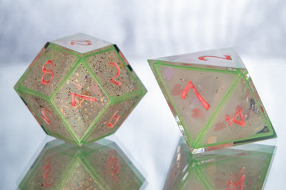 Neon Sakura - Alt 7 Piece Handmade Resin Dice