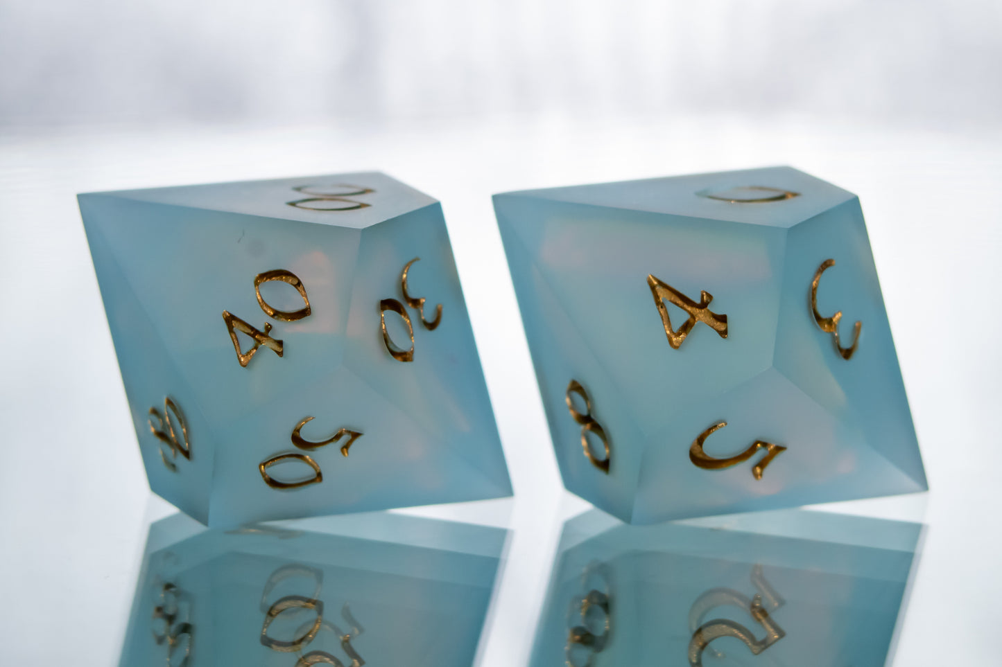 Blue Sea Glass - Matte 7 Piece Handmade Resin Dice