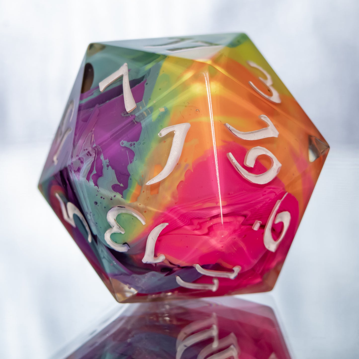 Recycled Rainbow - Handmade Chonk D20