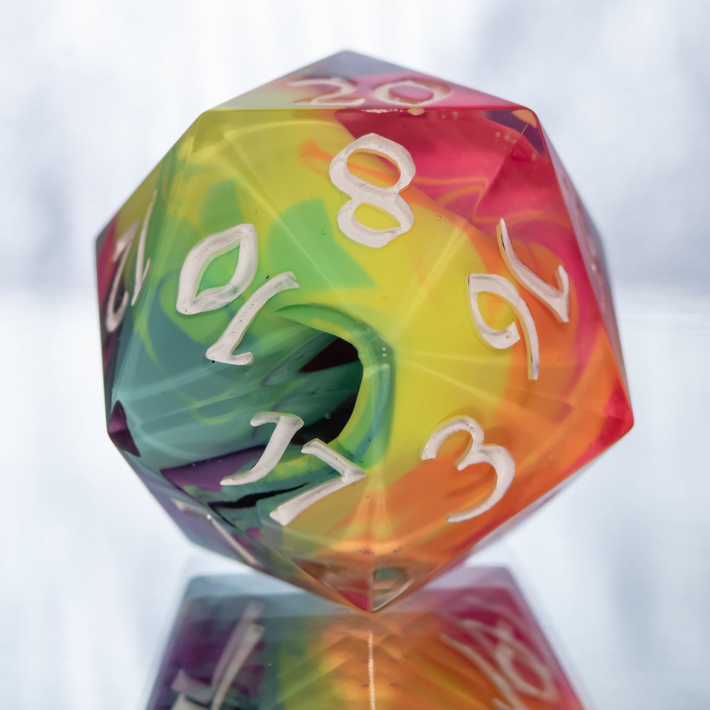 Recycled Rainbow - Handmade Chonk D20