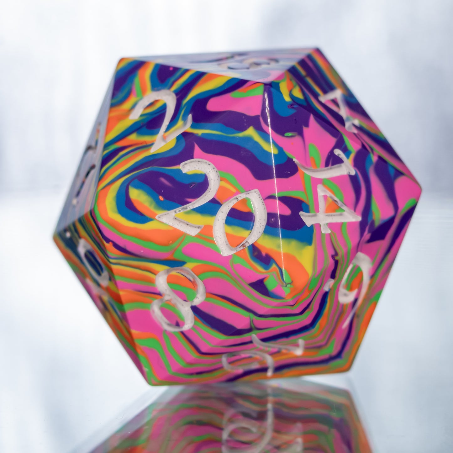 Neon Rainbow - Chonk Extra Large D20