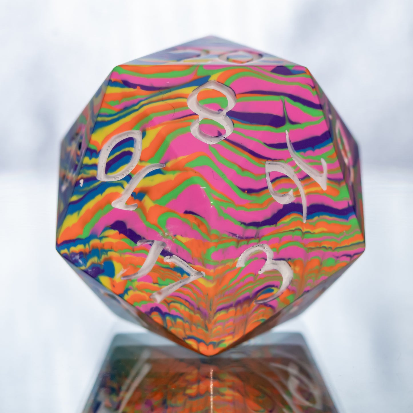 Neon Rainbow - Chonk Extra Large D20