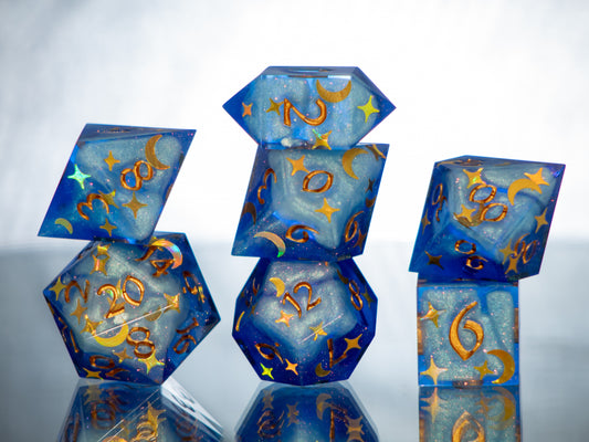 Starry Skies - 7 Piece Handmade Resin Dice