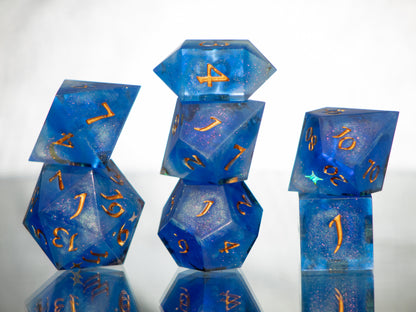 Starry Skies - 7 Piece Handmade Resin Dice