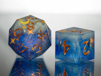 Starry Skies - 7 Piece Handmade Resin Dice