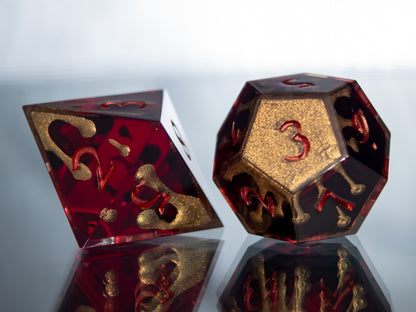 Wine and Honey - 7 Piece Handmade Resin Dice