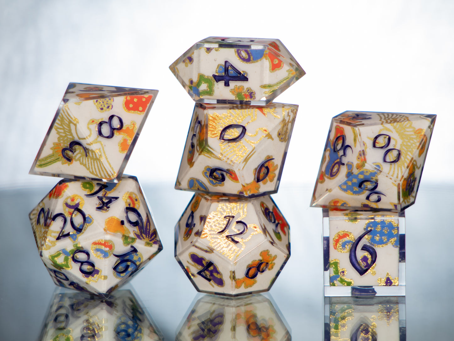 Kyo-Yuzen - 7 Piece Handmade Resin Dice